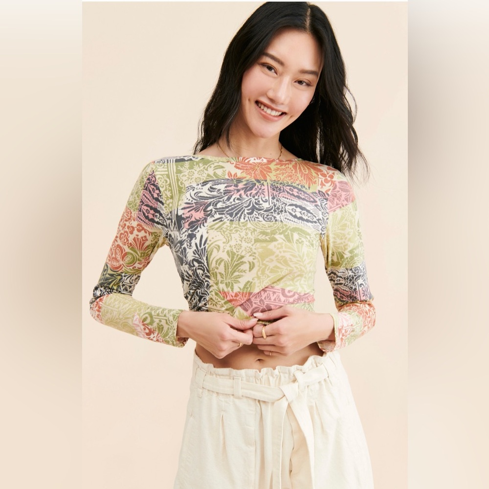 Anthropologie Daily Practice Printed Twist Top